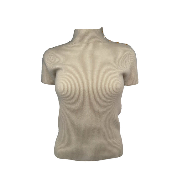 Chanel Nude Cashmere Ribbed Top - Apparel