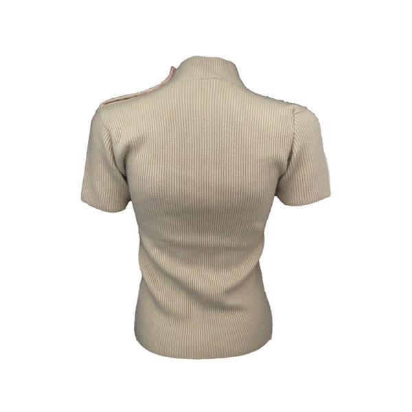 Chanel Nude Cashmere Ribbed Top - Apparel