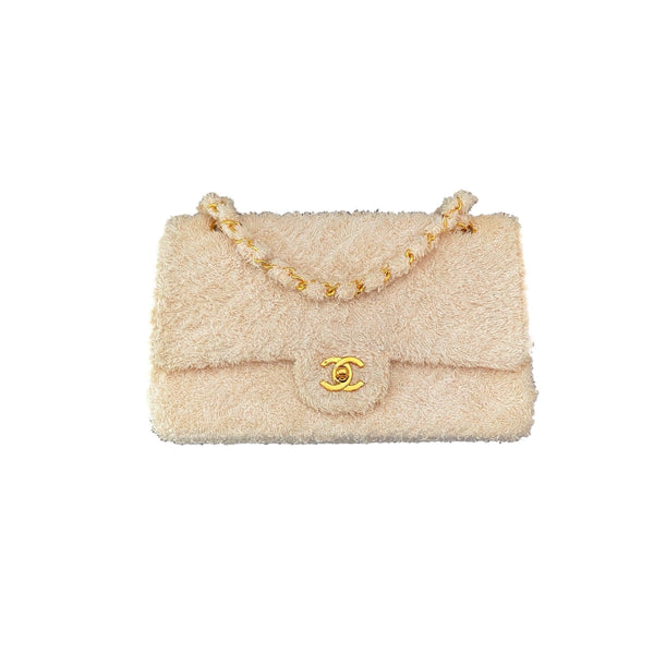 Chanel Nude Terry Cloth Flap Bag - Handbags