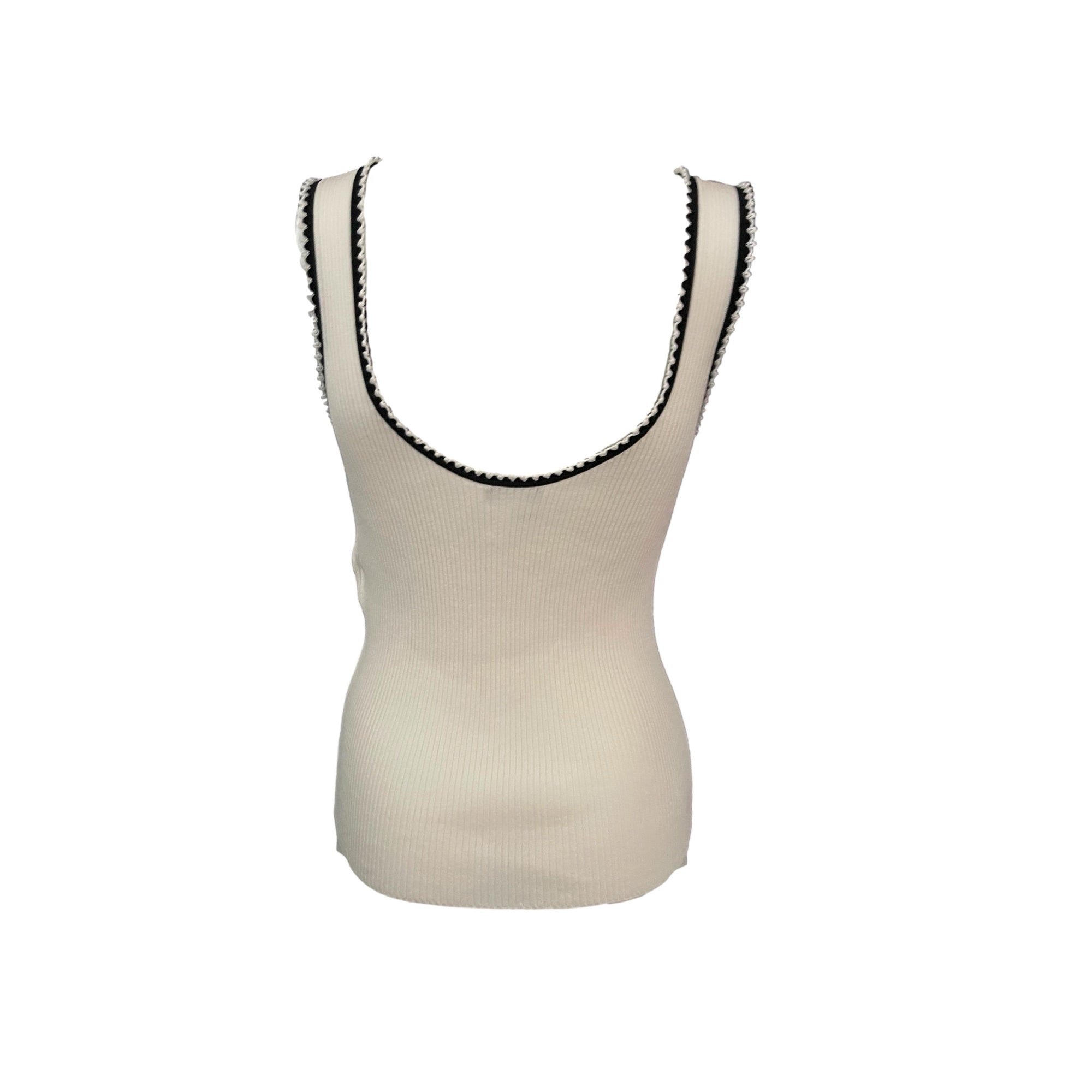Chanel Off White Ribbed Logo Tank Top
