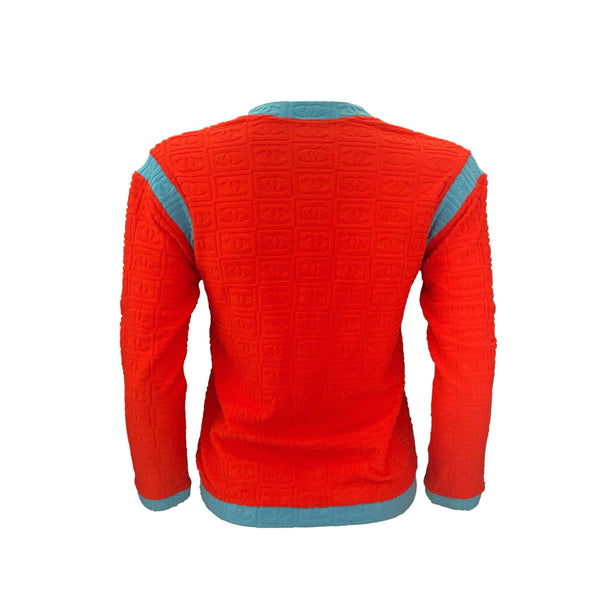 Chanel Orange and Turquoise Terry Zip Jacket - Apparel