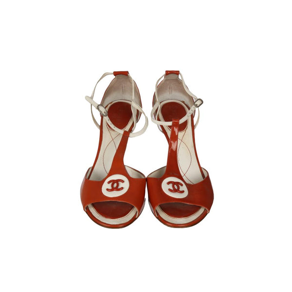 Chanel Orange Logo Heels - Shoes