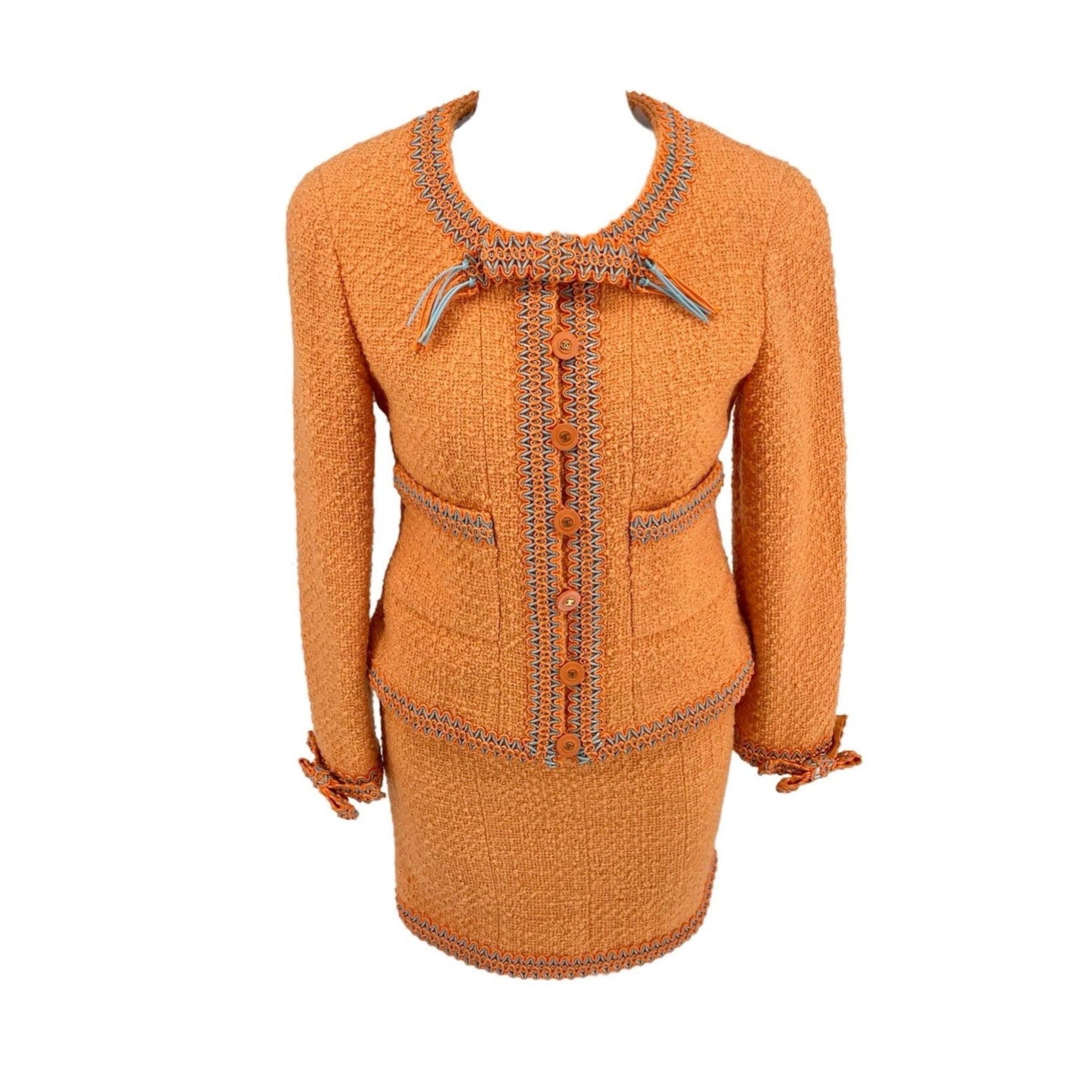 Chanel Orange Rare Logo Skirt Set - Apparel