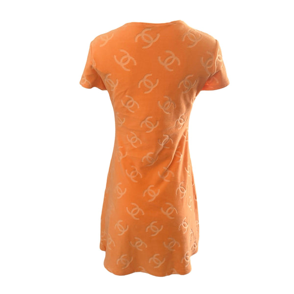 Chanel Orange Velour Logo Dress - Apparel