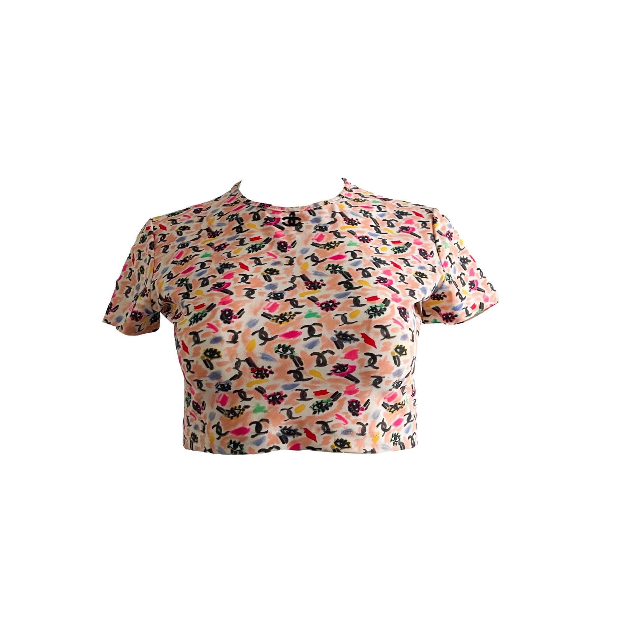 Chanel Pink All Over Eye Logo Crop Top - Apparel