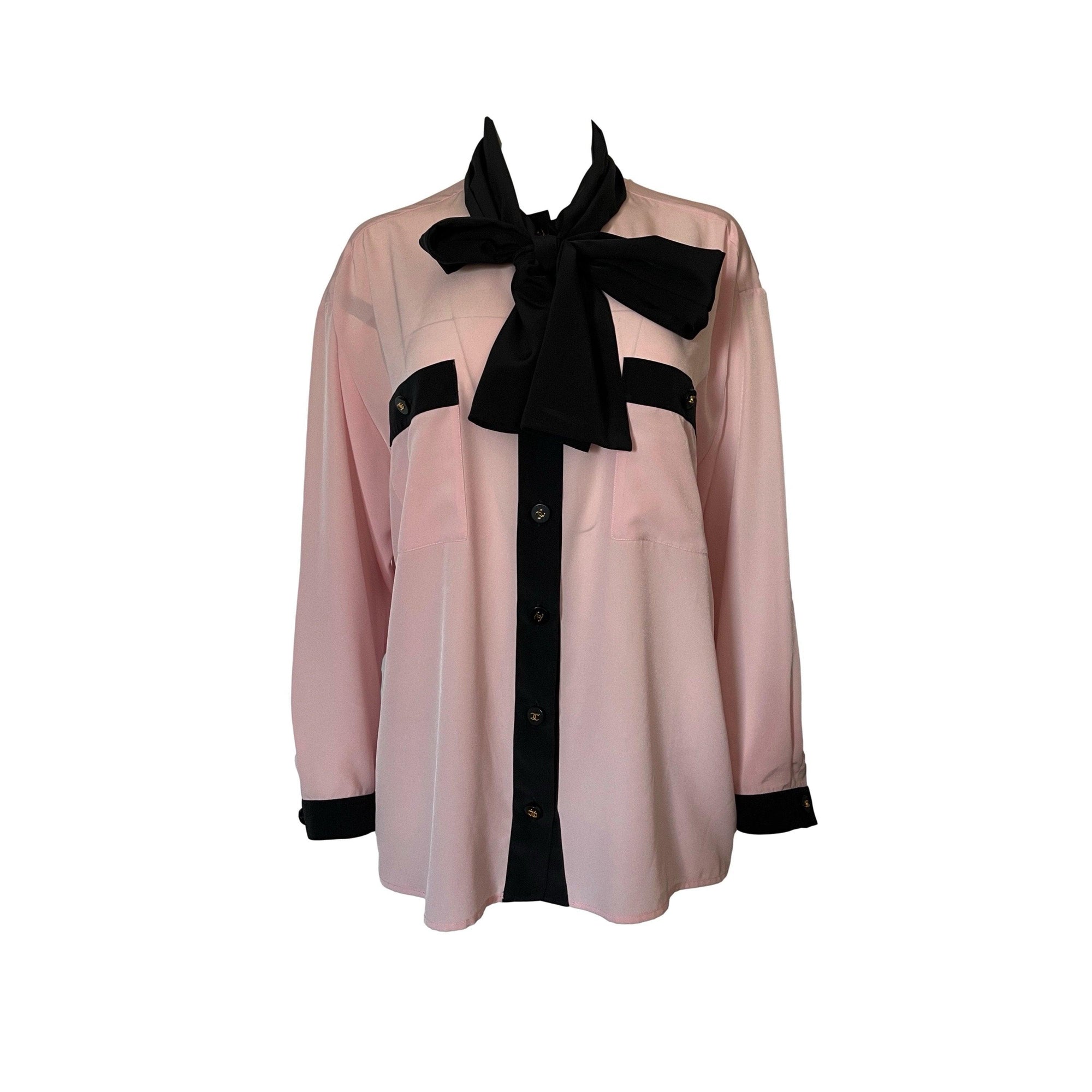 Chanel Pink Bow Tie Button Down - Apparel