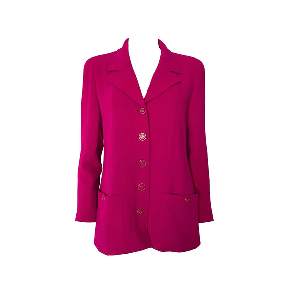Chanel Pink Button Logo Blazer - Apparel
