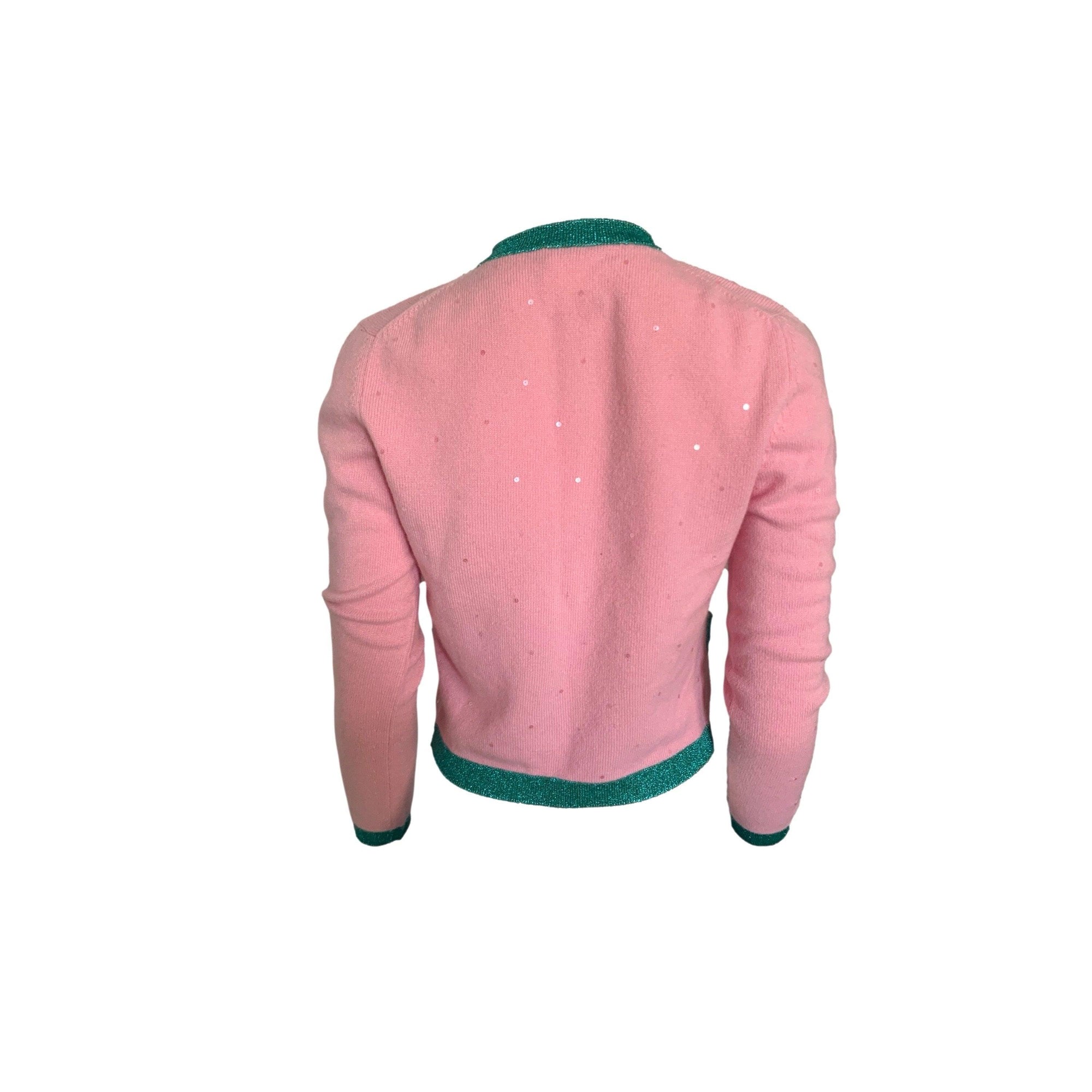 Chanel Pink Cropped Logo Button Cardigan - Apparel