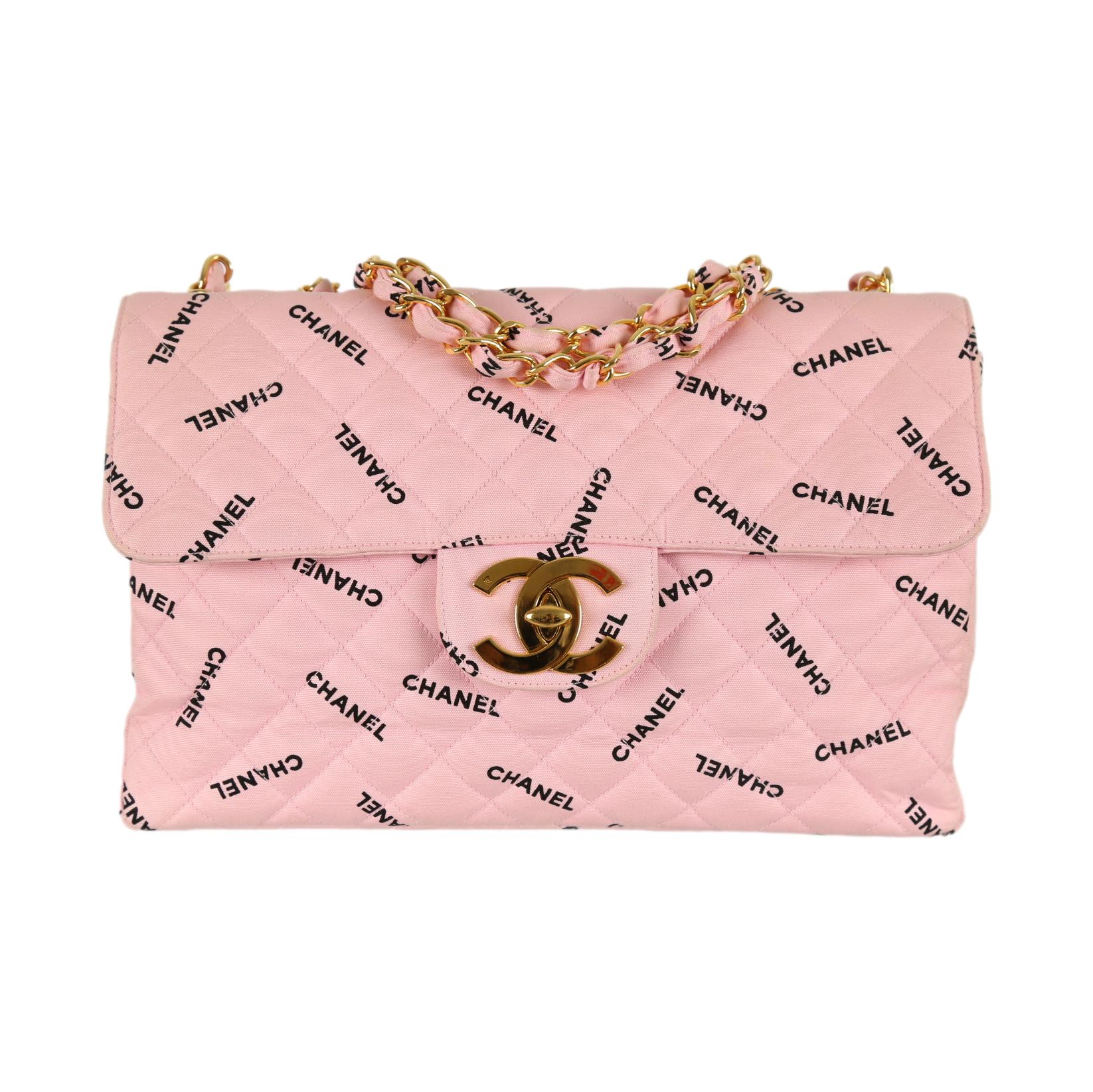 Chanel Pink Jumbo Logo Flap Bag - Handbags