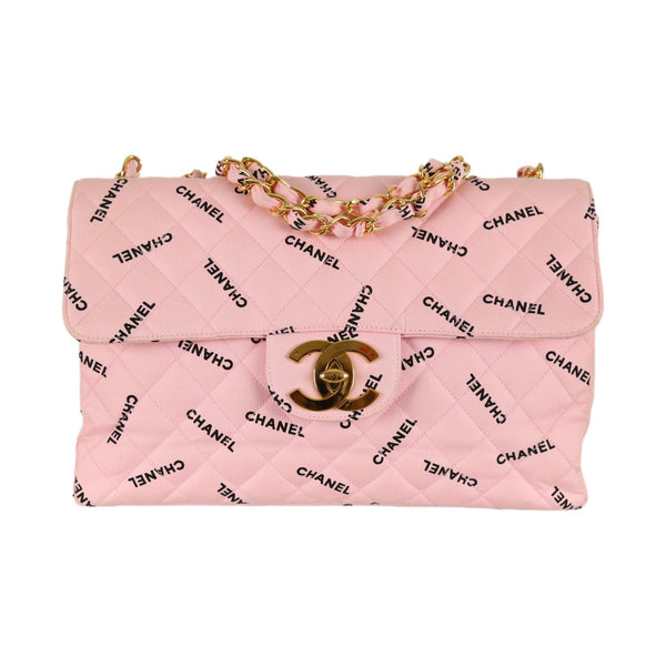 Chanel Pink Jumbo Logo Flap Bag