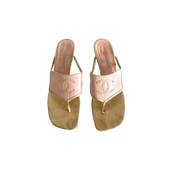 Chanel Pink Logo Kitten Heels - Shoes