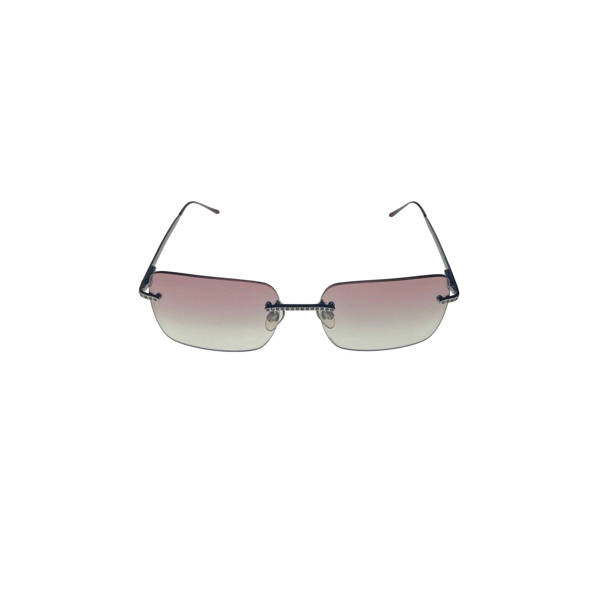 Chanel Pink Ombre Rhinestone Rimless Sunglasses - Sunglasses