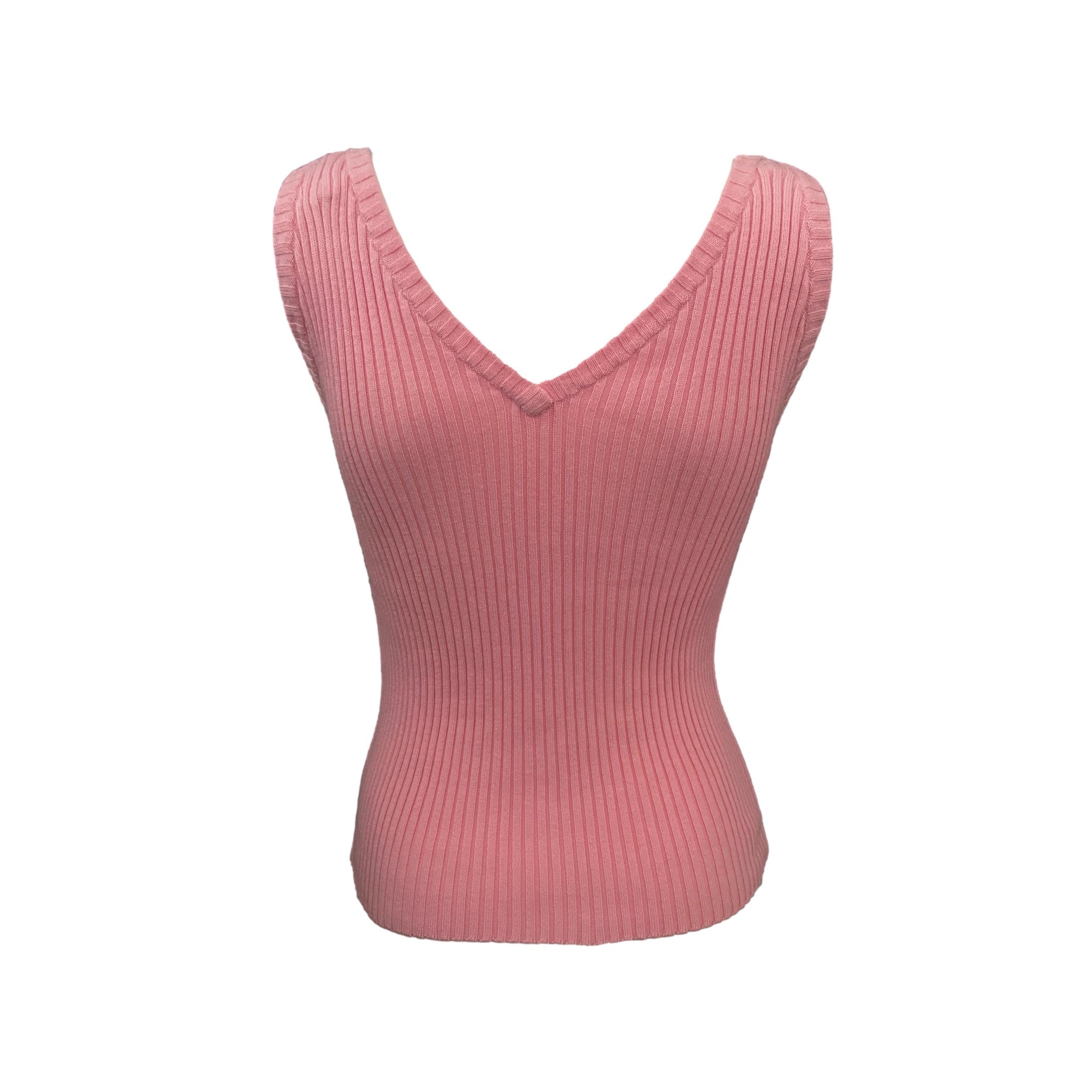 Chanel Pink Ribbed Tank Top - Apparel