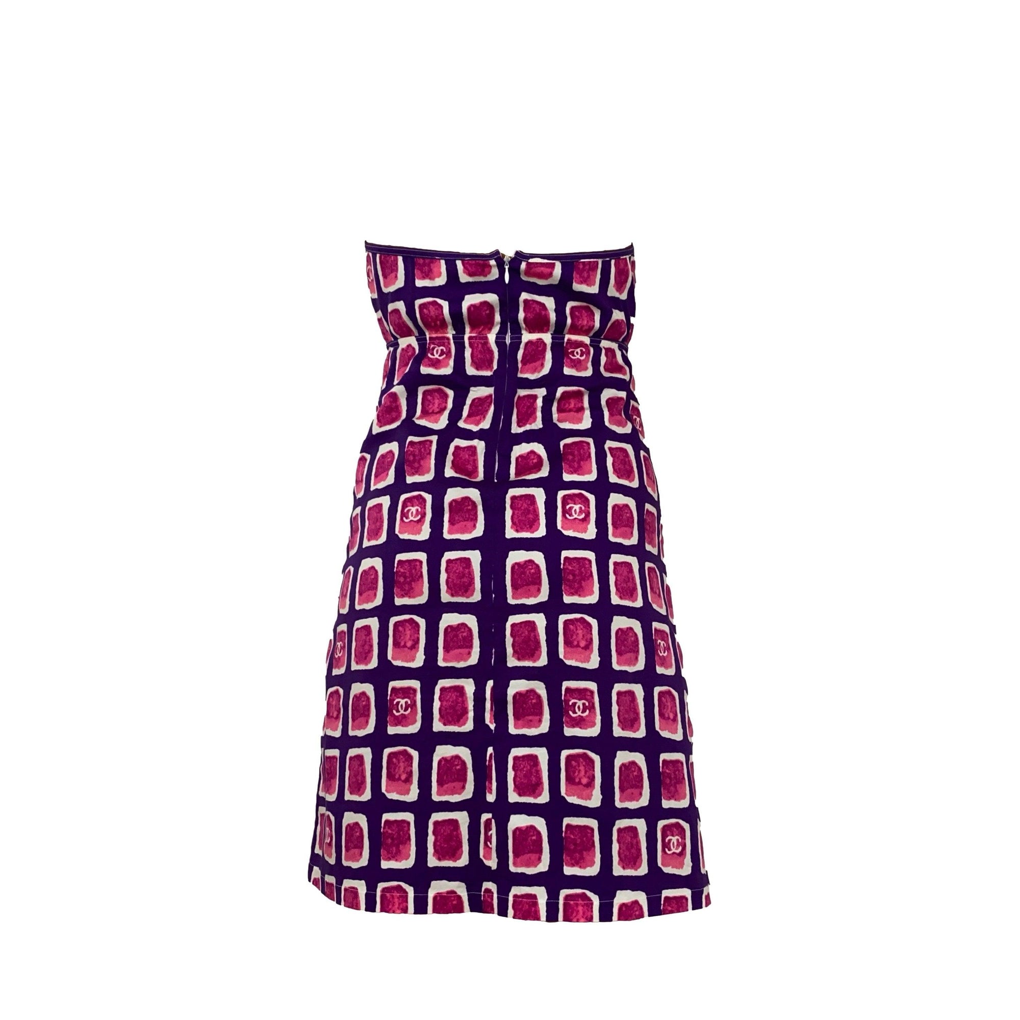 Chanel Pink Square Logo Halter Dress - Apparel