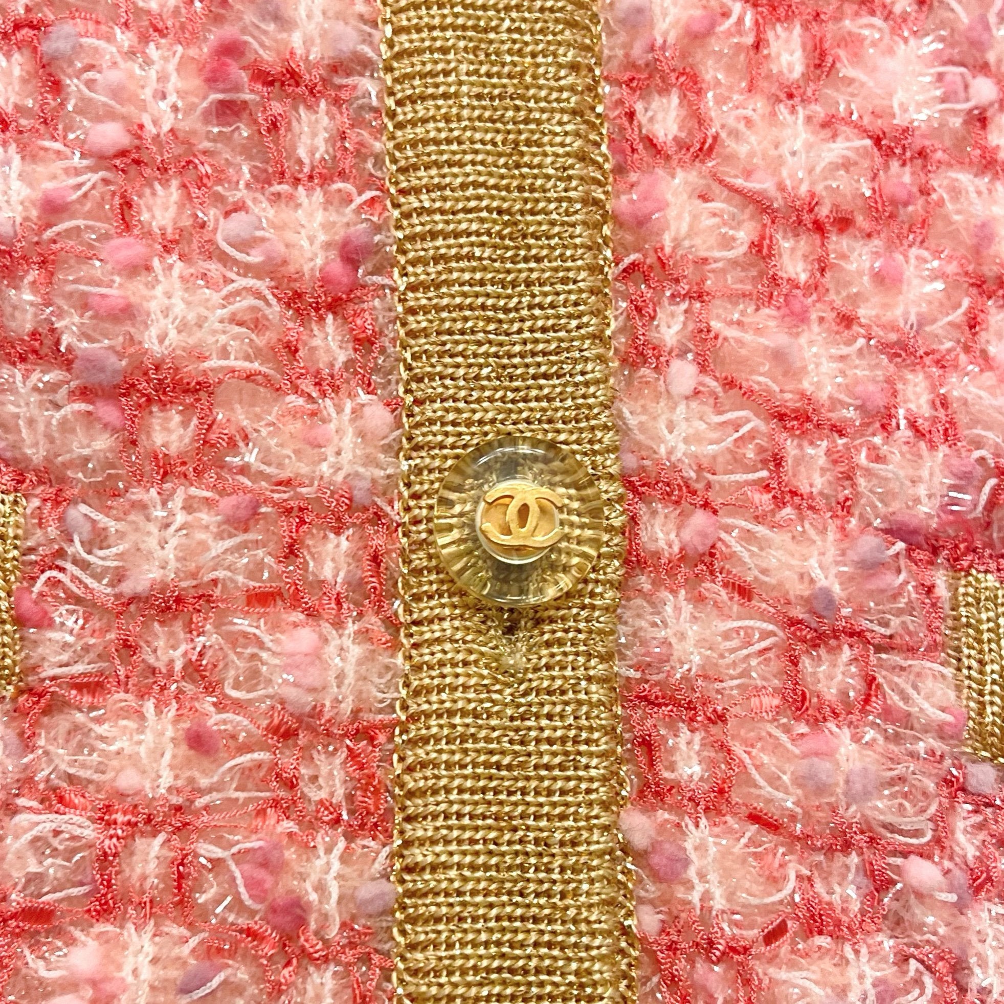 Treasures of NYC - Chanel Pink Textured Logo Cardigan