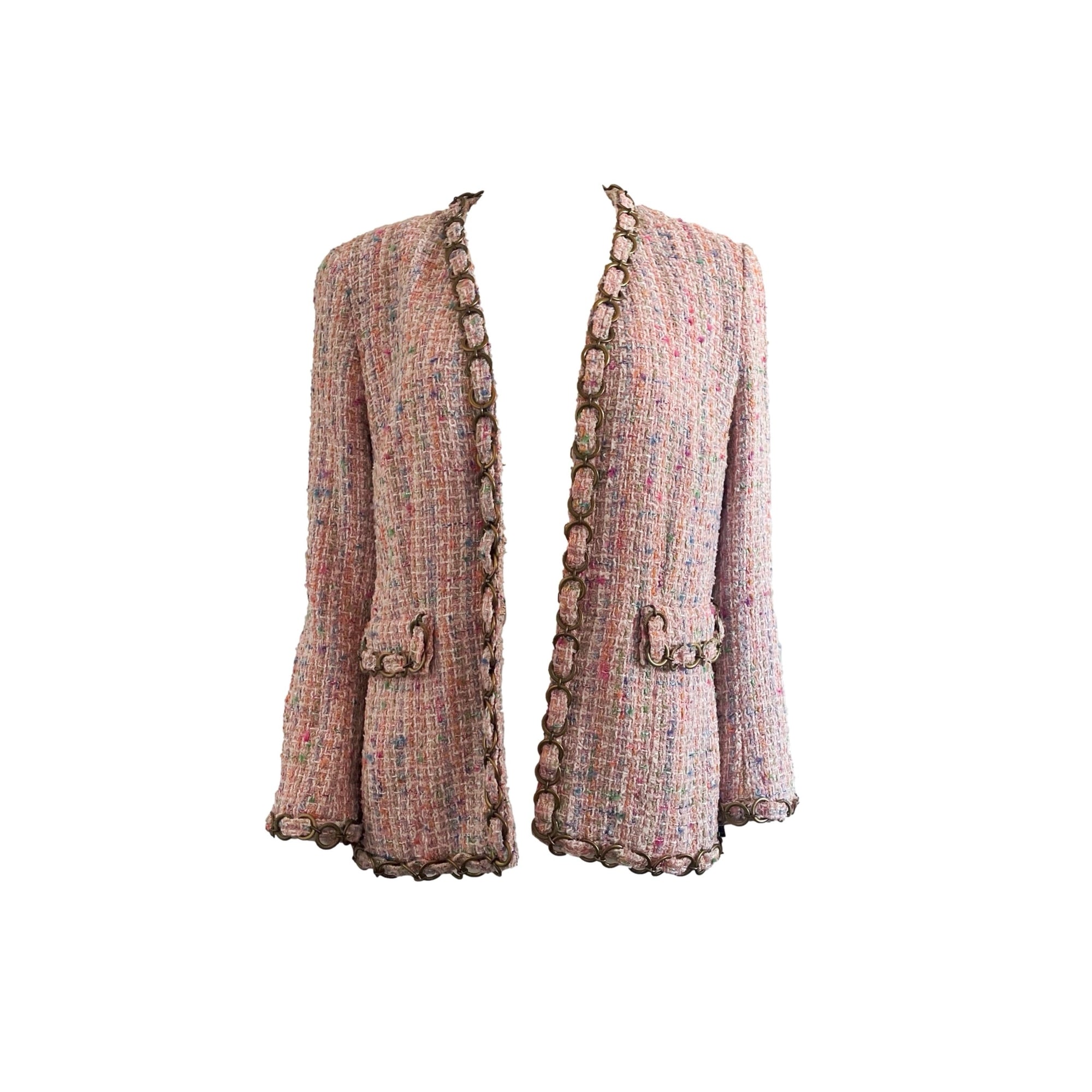 Chanel Pink Tweed Chain Blazer - Apparel