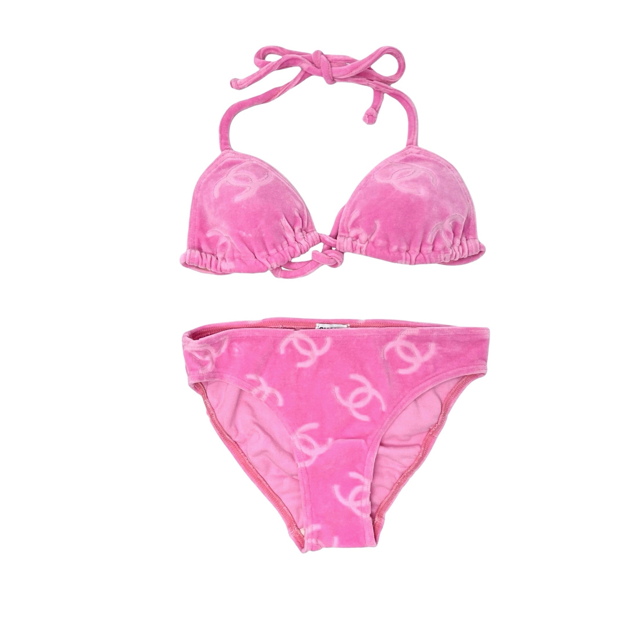 CHANEL P38580W04497 #36 B3939 Swimwear Swimsuit Bikini Pink Navy 91381