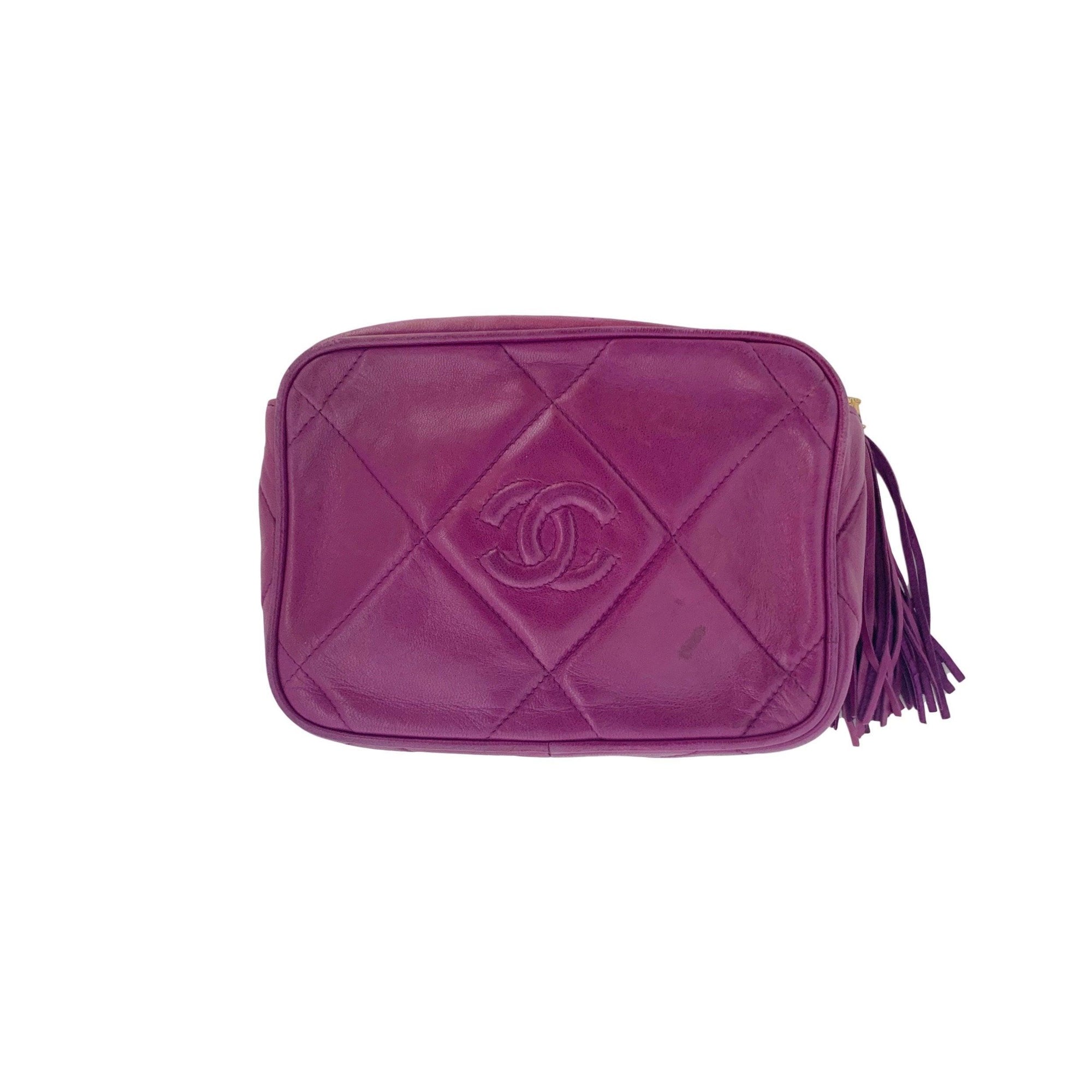 Chanel Purple Lambskin Tassel Clutch - Handbags