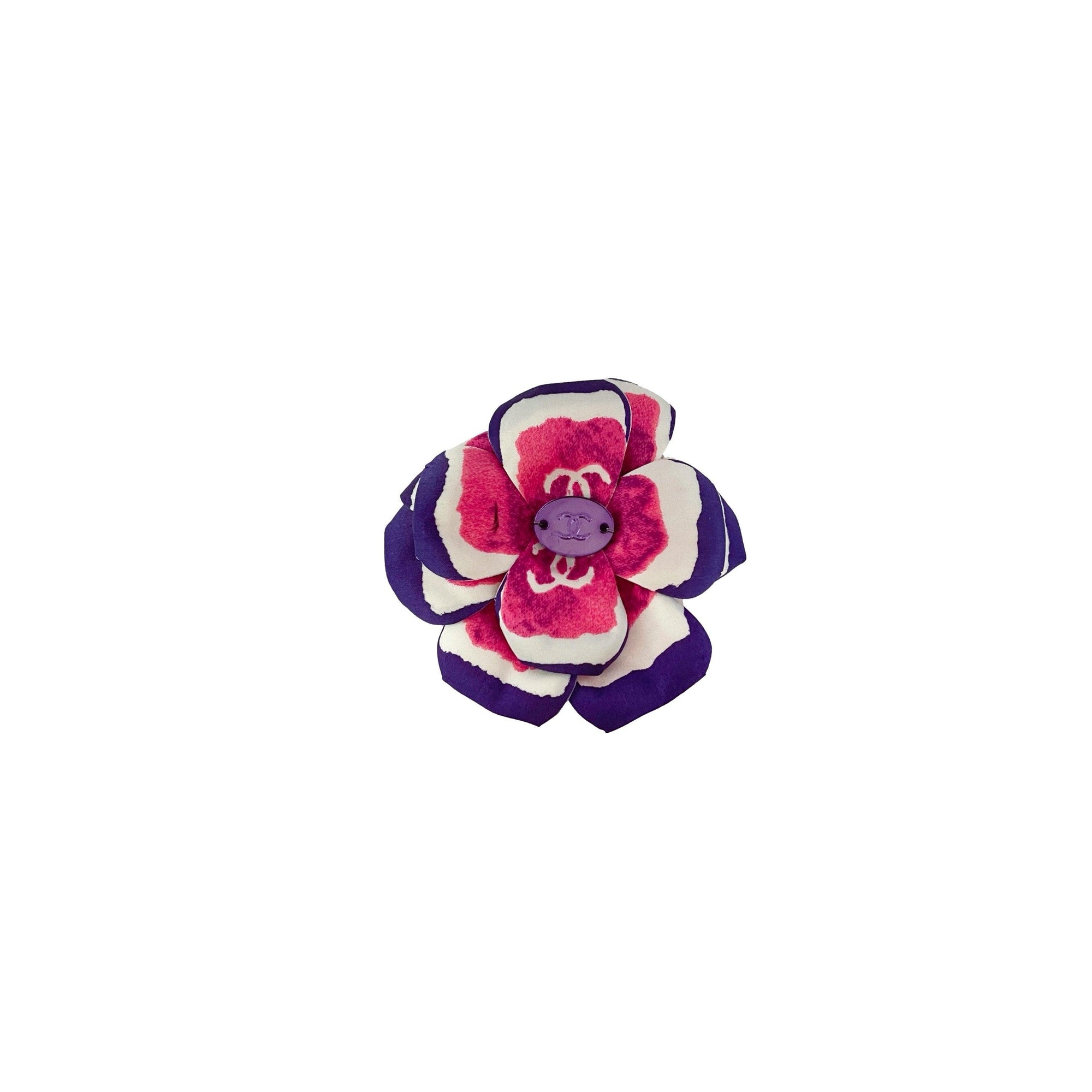 Chanel Purple Logo Flower Pin - Accessories