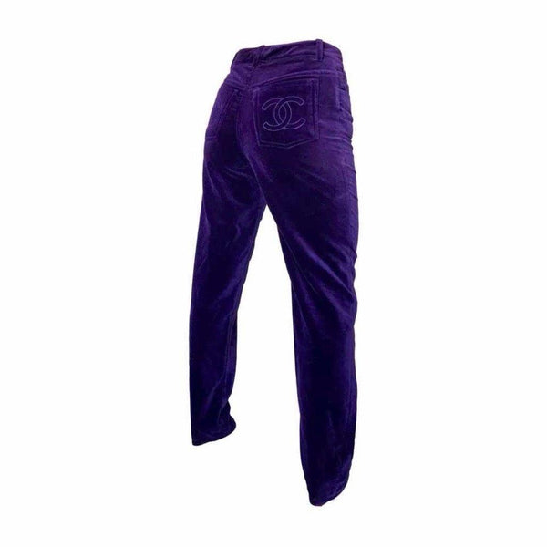 Chanel Purple Velvet Pants - Apparel