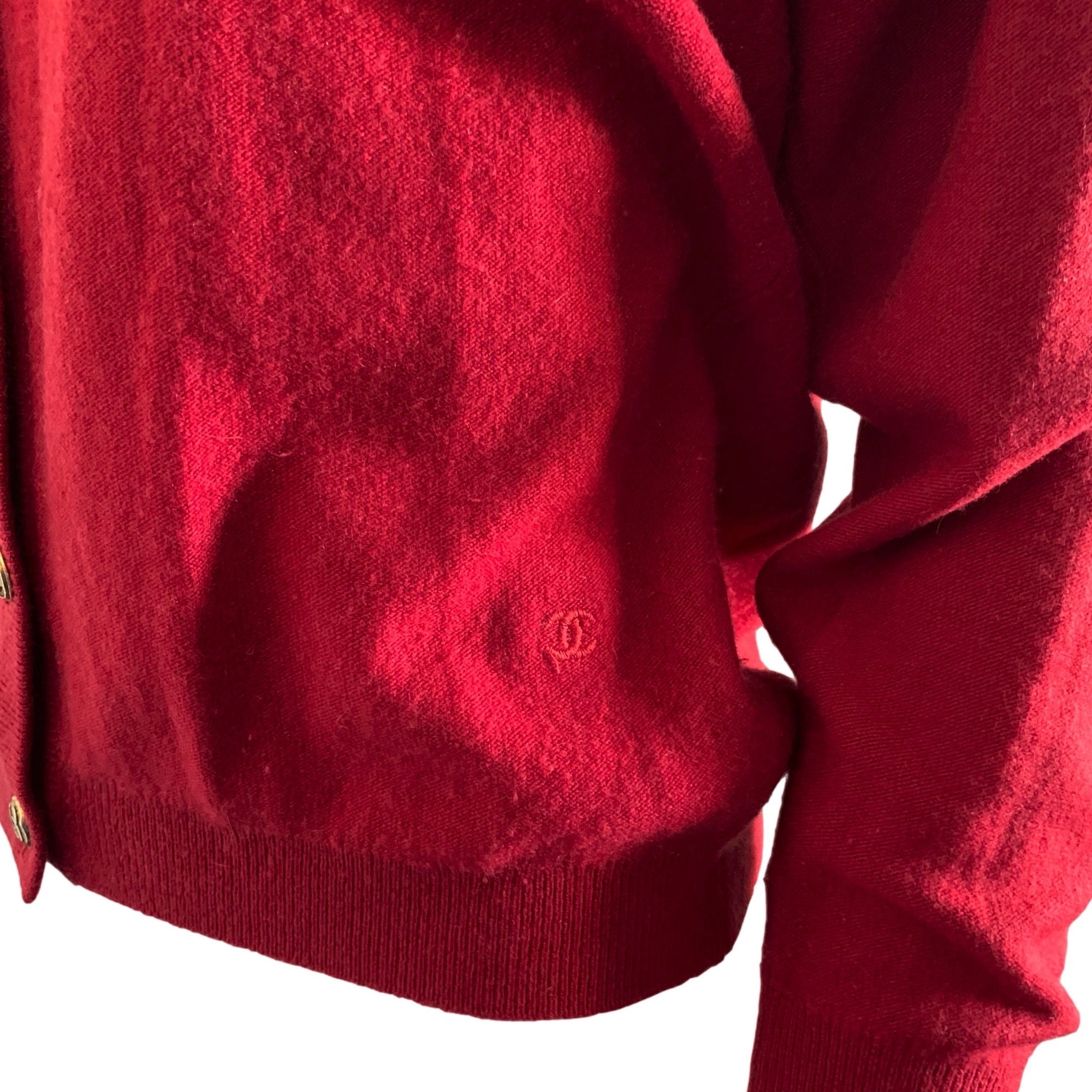 Chanel Red Cashmere Cardigan - Apparel