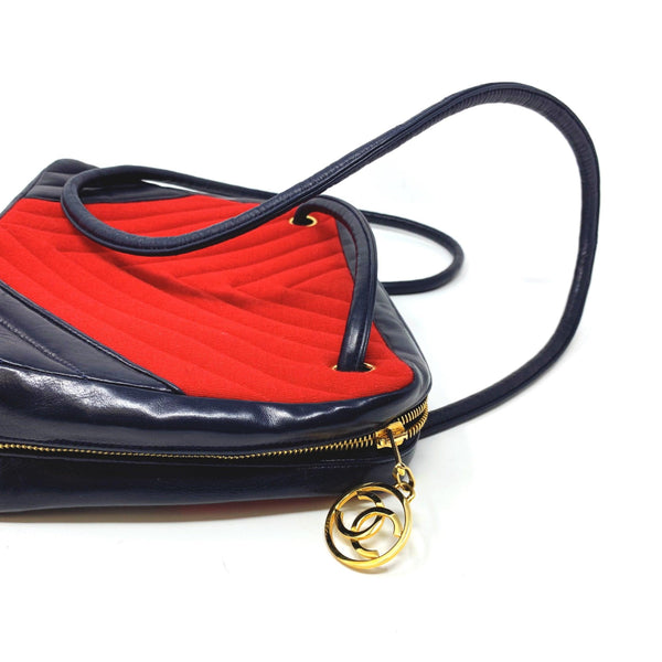 Chanel Red Chevron Two-Way Bag - Handbags