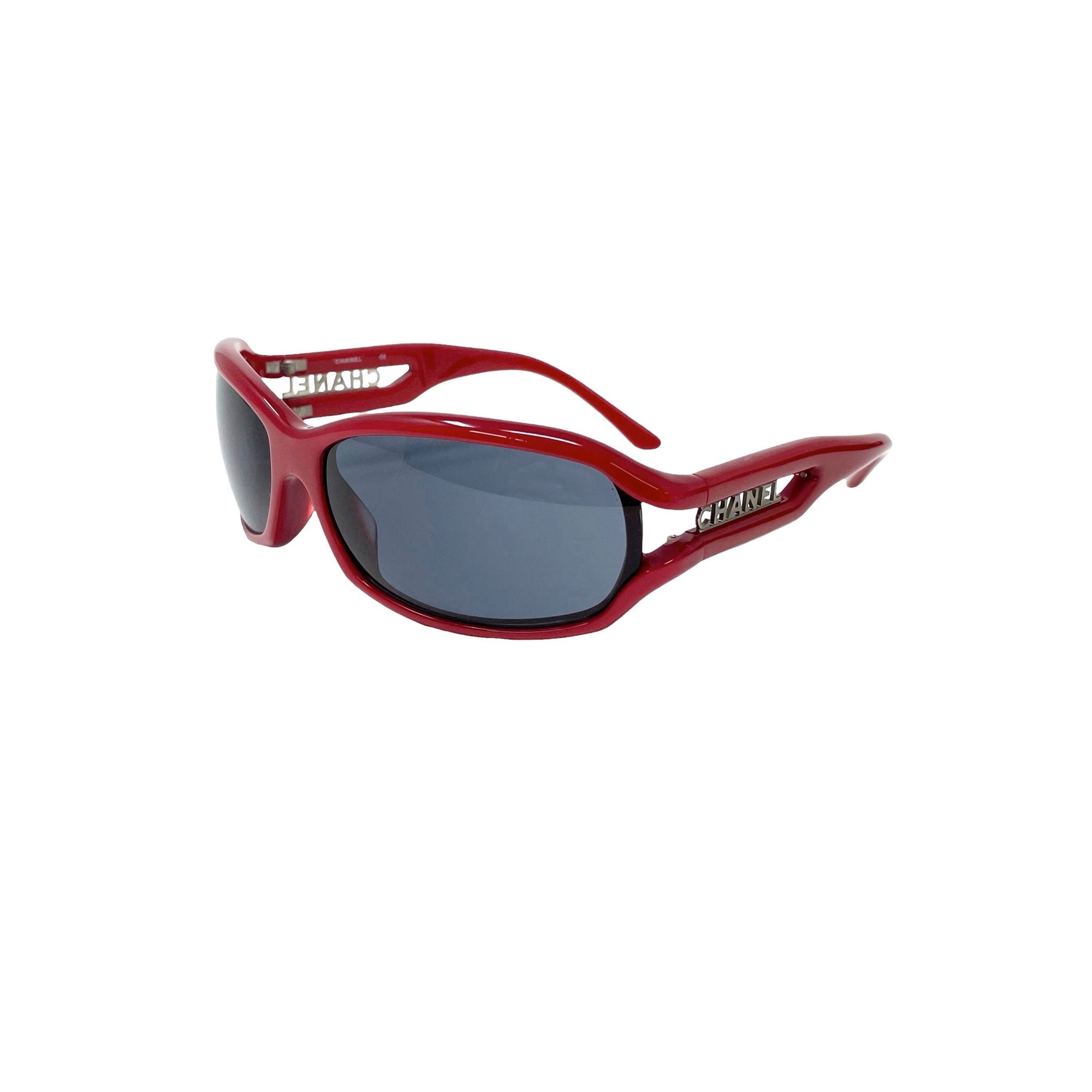 Chanel Red Cut Out Logo Sunglasses - Sunglasses