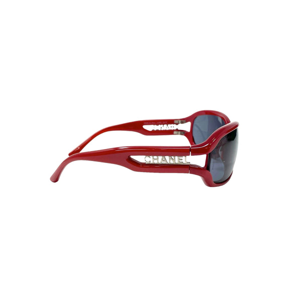 Chanel Red Cut Out Logo Sunglasses - Sunglasses