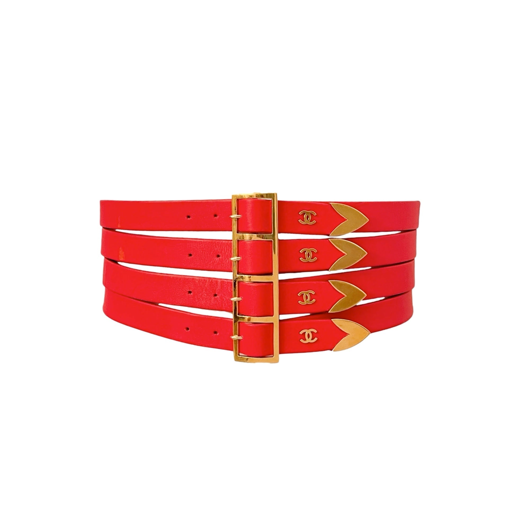 Chanel Red Logo Belt - Accessories