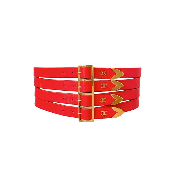 Chanel Red Logo Belt - Accessories