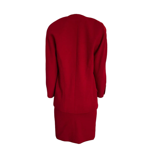 Chanel Red Logo Blazer Skirt Set - Apparel