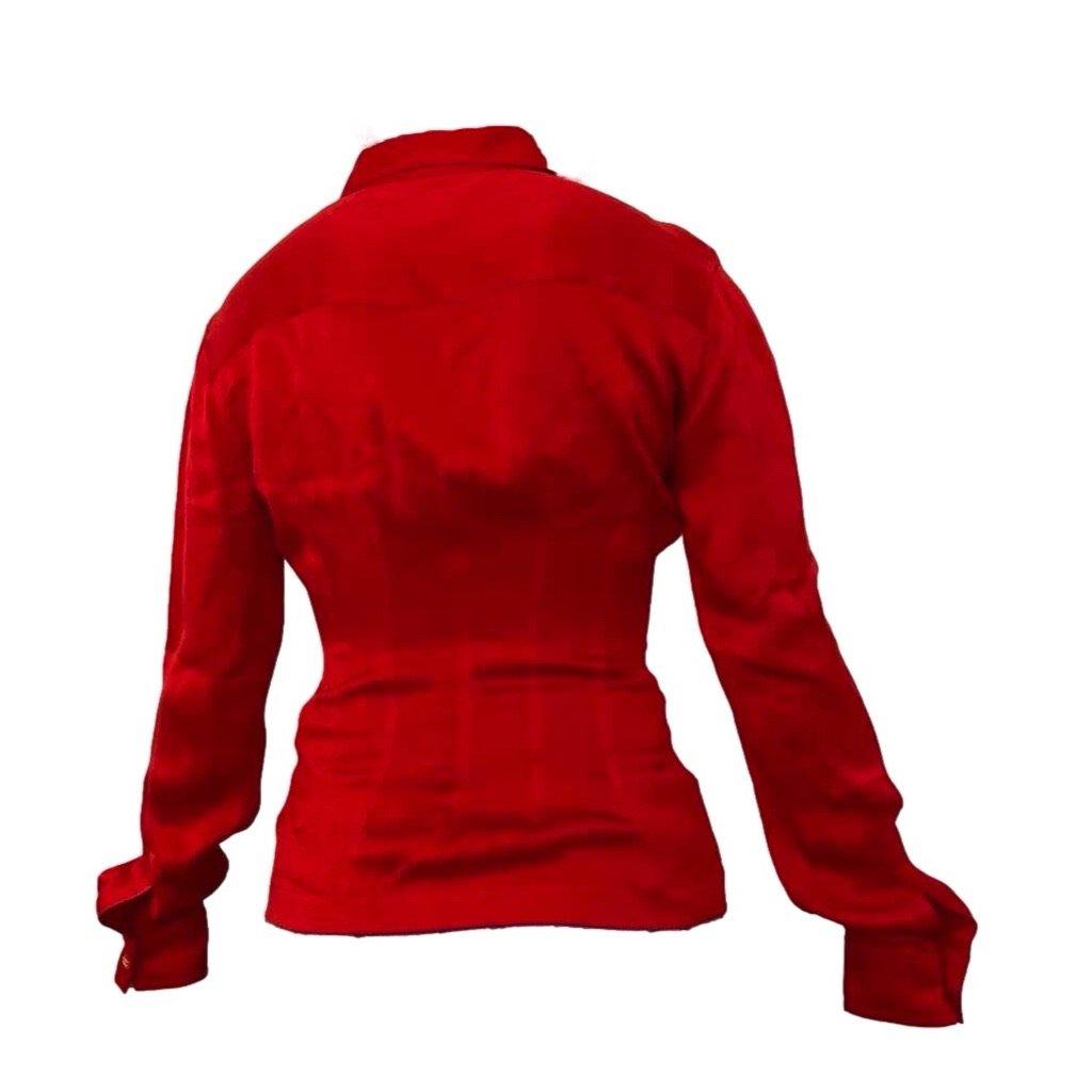 Chanel Red Logo Silk Button Down - Apparel