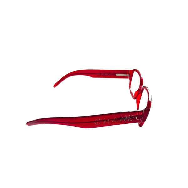 Chanel Red Rhinestone Slim Glasses - Sunglasses