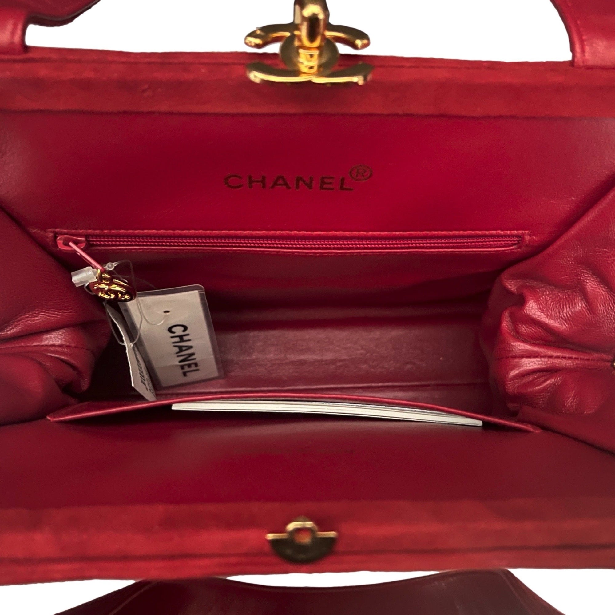 Chanel Red Suede Turnlock Bag - Handbags