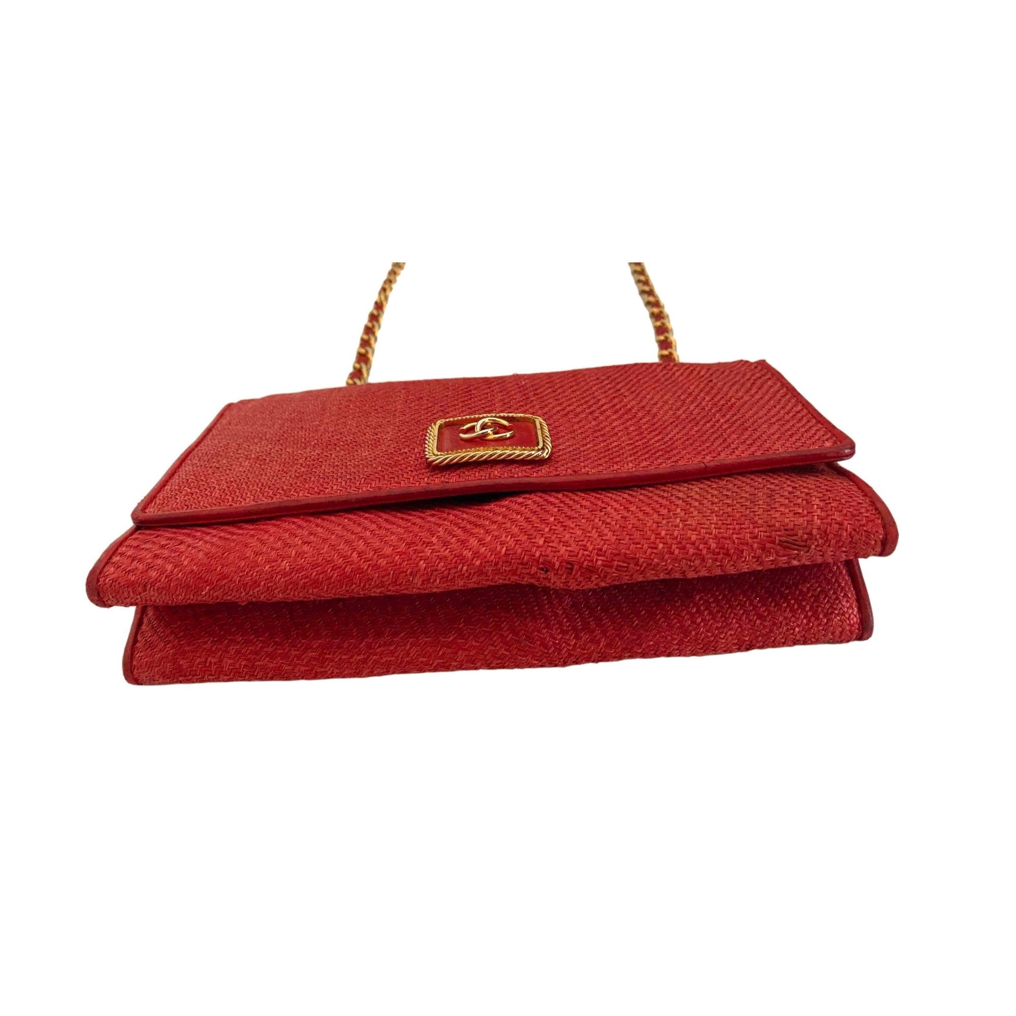 Chanel Red Woven Logo Chain Bag - Handbags