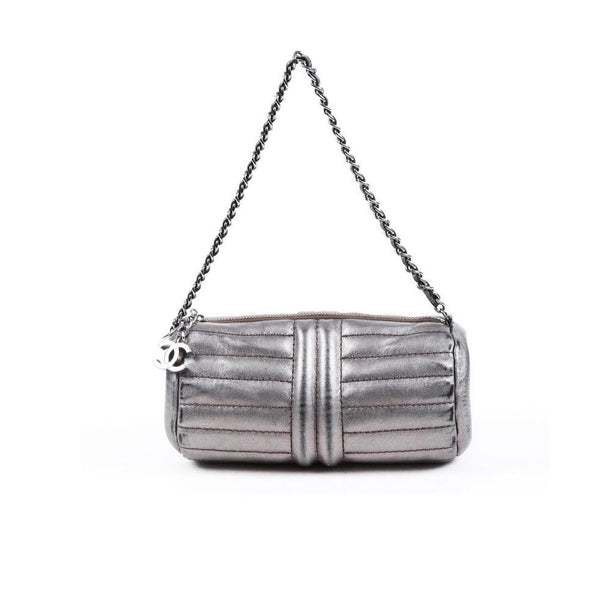 Chanel Silver Mini Cylinder Bag