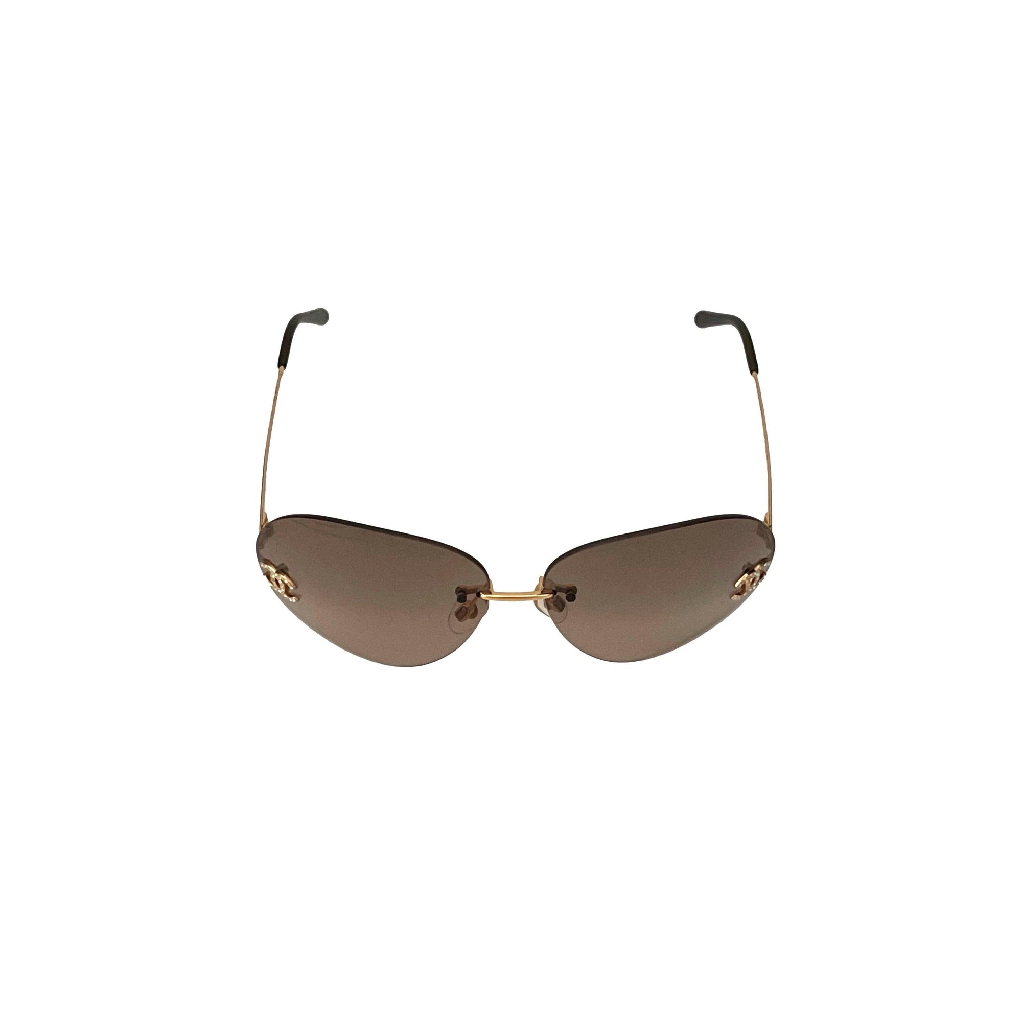 Chanel Smoke Logo Rimless Aviator Sunglasses - Sunglasses