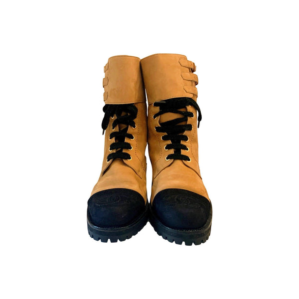 Chanel Tan Logo Toe Boots - Shoes