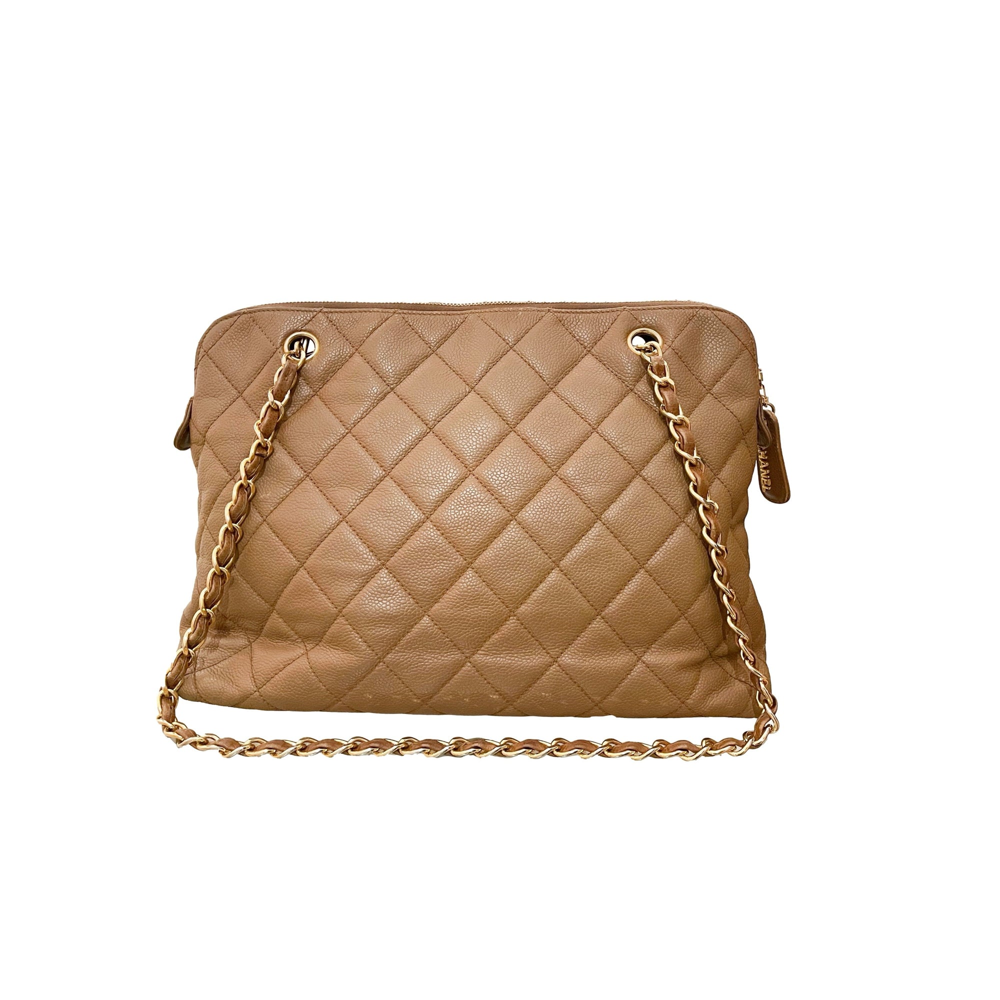 Chanel Tan Quilted Chain Shoulder Bag - Handbags