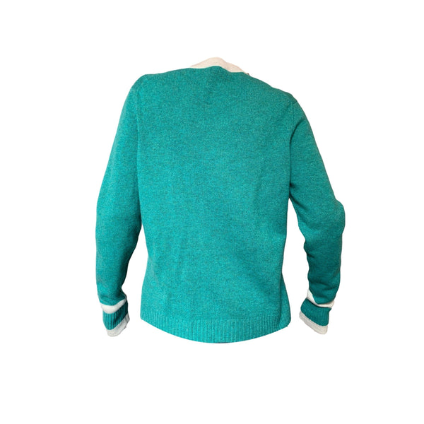Chanel Teal Button Down Sweater - Apparel