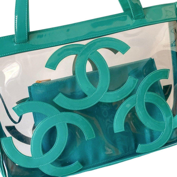 Chanel Turquoise Transparent Bag - Handbags