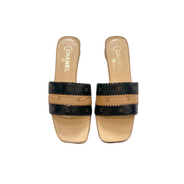 Chanel Two Tone Logo Sandals - Shoes