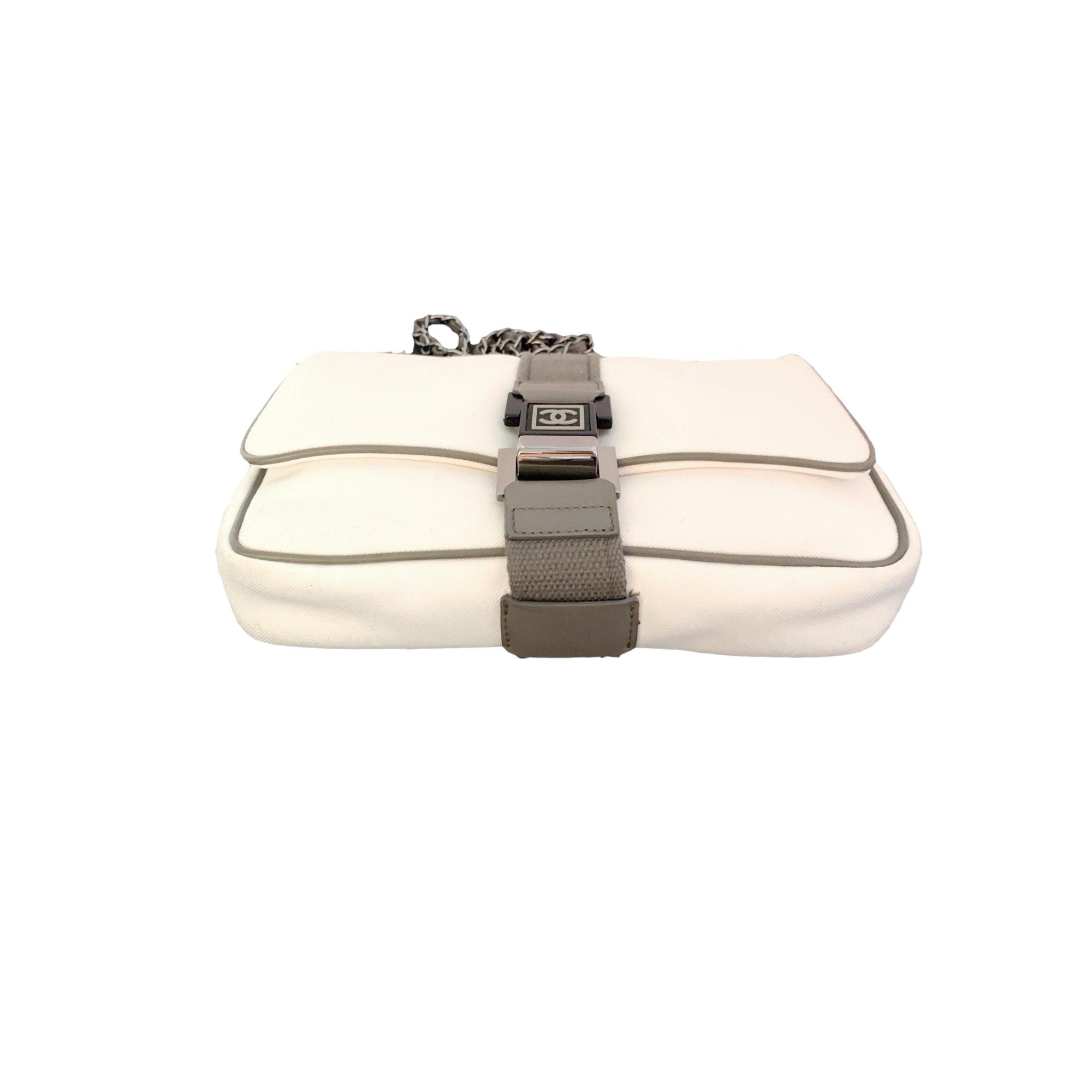 Chanel White Canvas Sport Flap Bag - Handbags