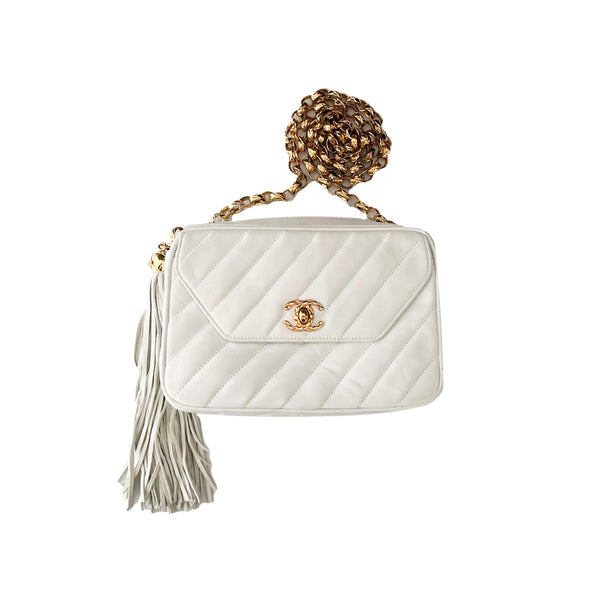 Chanel White Chain Crossbody Bag - Handbags