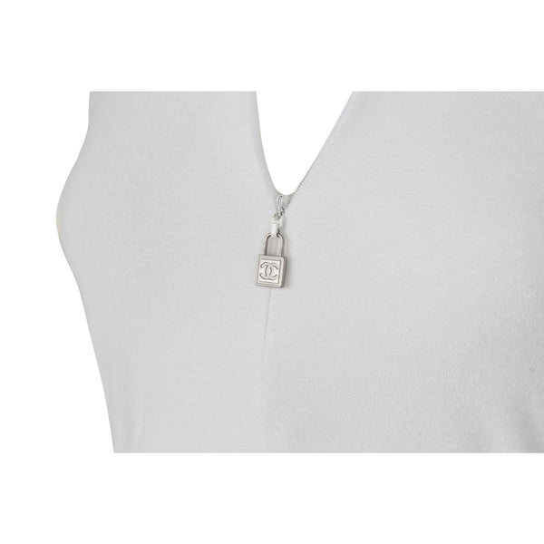 Chanel White Collared Logo Dress - Apparel