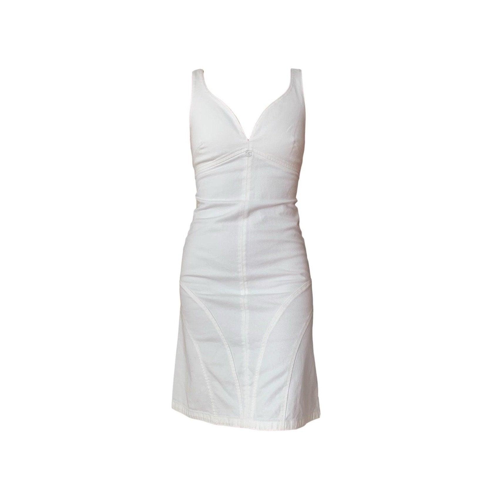 Chanel White Denim Logo Dress - Apparel