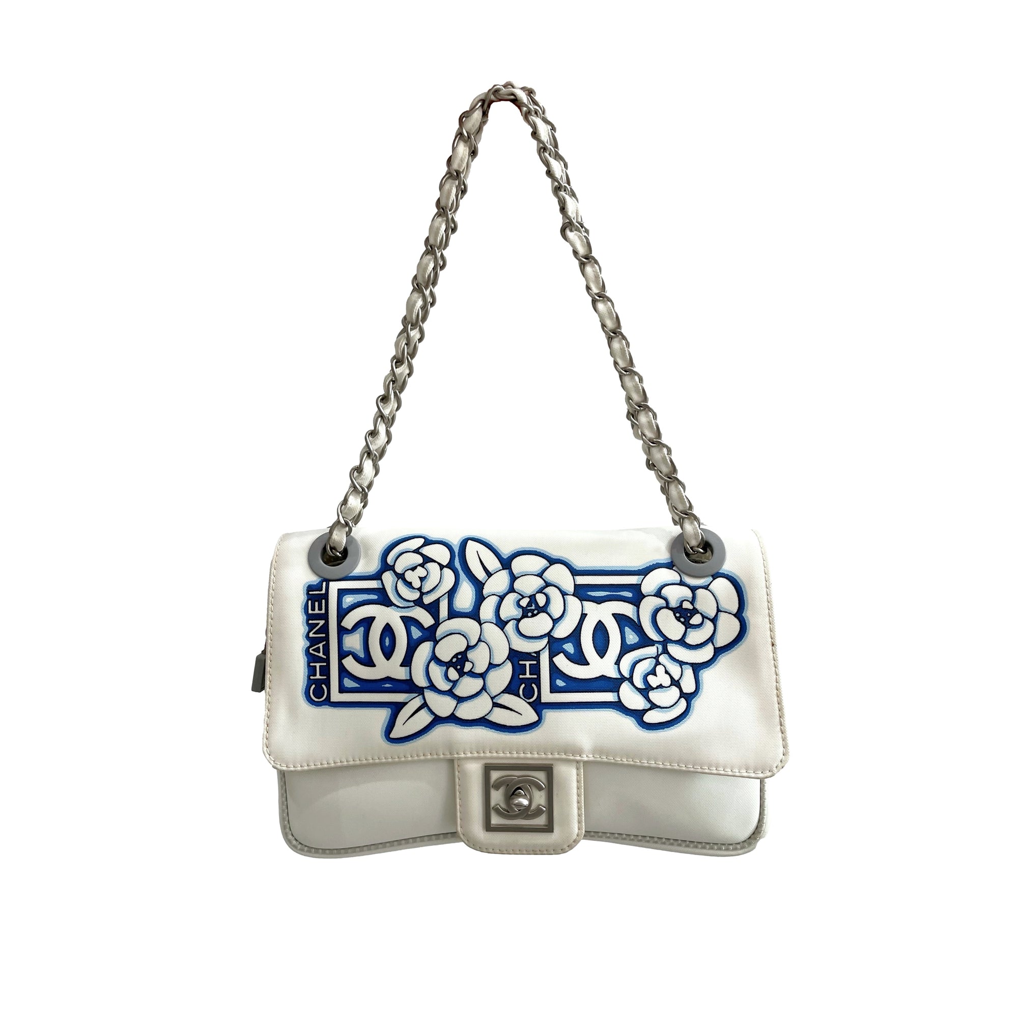 Chanel White Floral Print Bag - Handbags