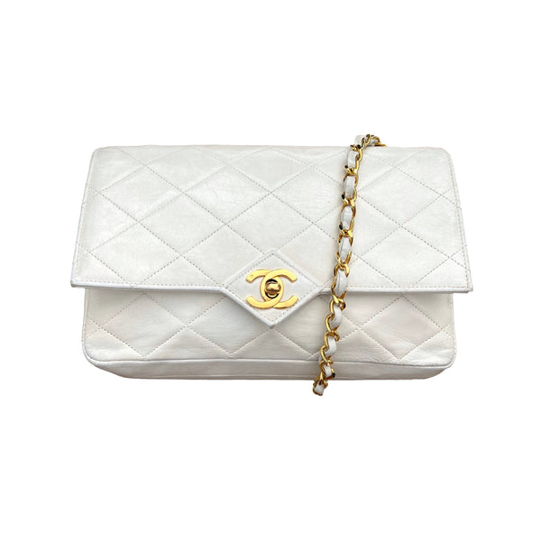 Chanel White Lambskin Flap Bag