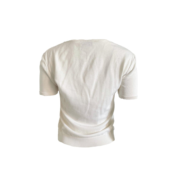 Chanel White Logo Short Sleeve Top - Apparel