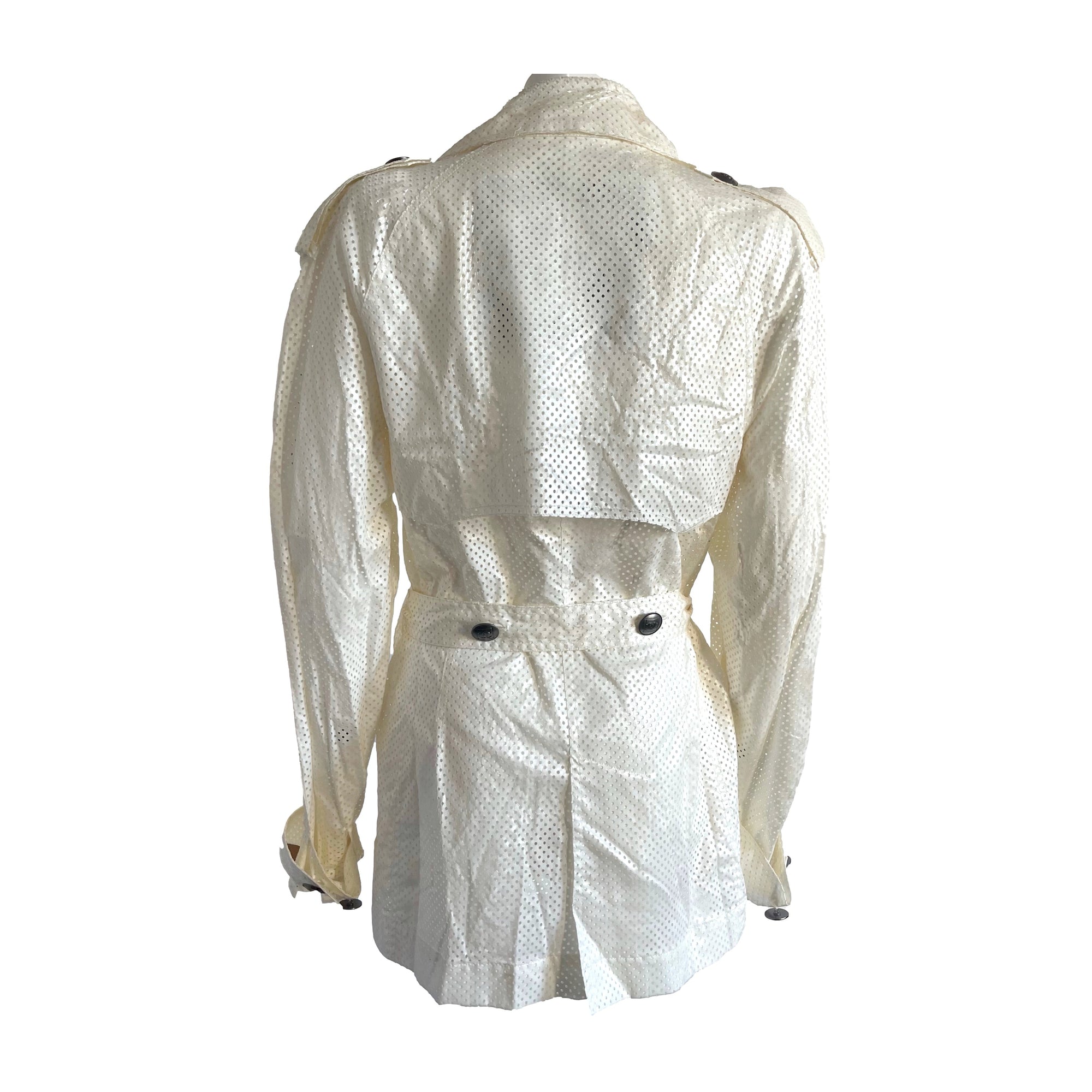 Chanel White Perforated Trench Coat - Apparel